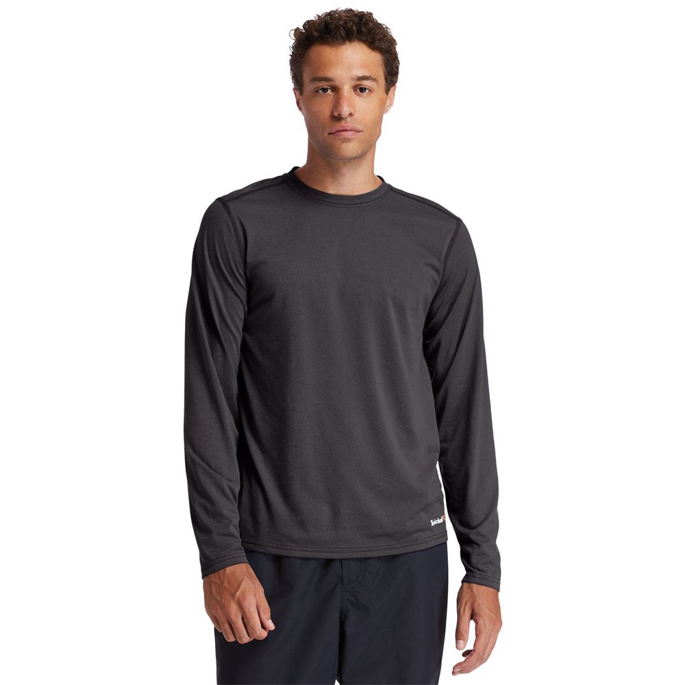 Camisetas Timberland Argentina Hombre - Pro® Wicking Good Sport Long-Sleeve - Gris Oscuro - FUCDAX-6